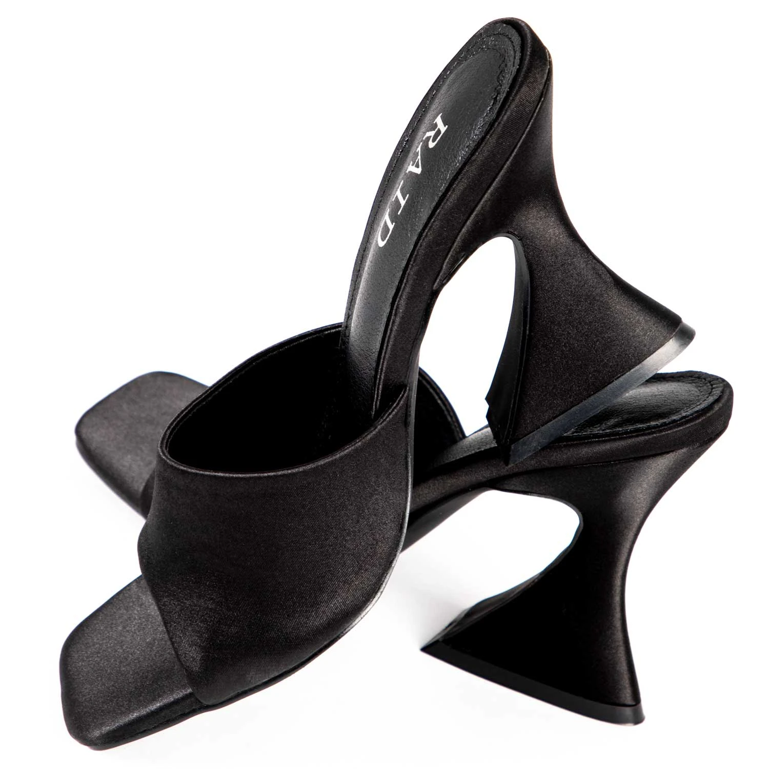 RAID Amantha Heeled Mule In Black Satin - Image 5