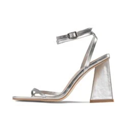 RAID Amora Lace Up Block Heel In Silver