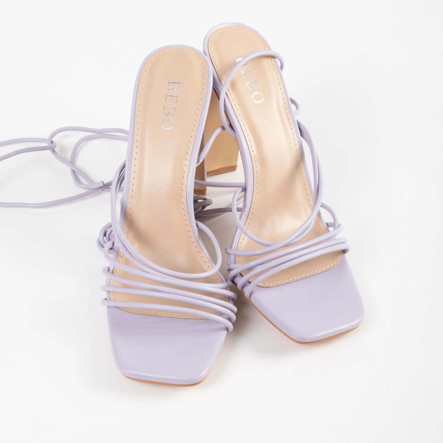 BEBO Arya Lace Up Heel In Lilac - Image 4