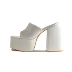 RAID Bina Platform Heeled Mule In White