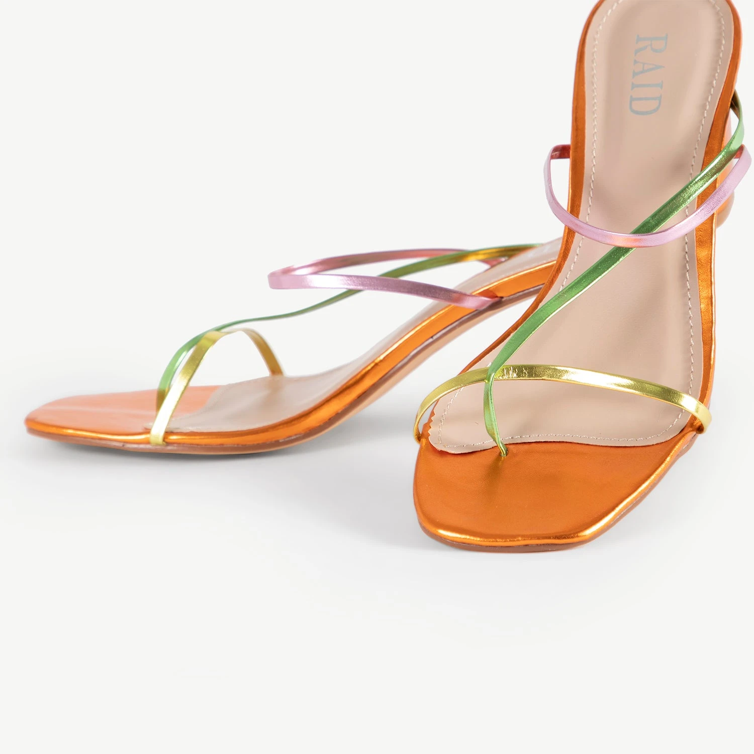 RAID Brioni Heeled Sandal In Orange Multi - Image 4