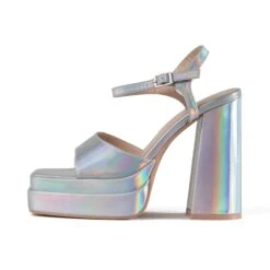 RAID Cassilia Block Heeled Sandals In Silver