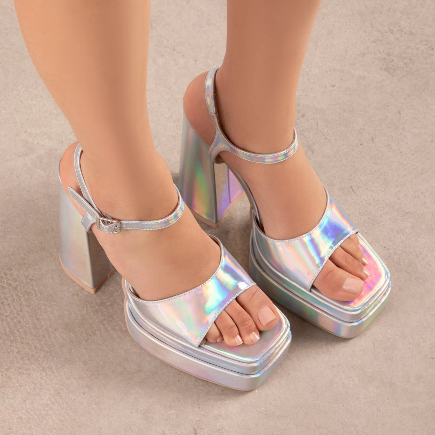 RAID Cassilia Block Heeled Sandals In Silver - Image 2