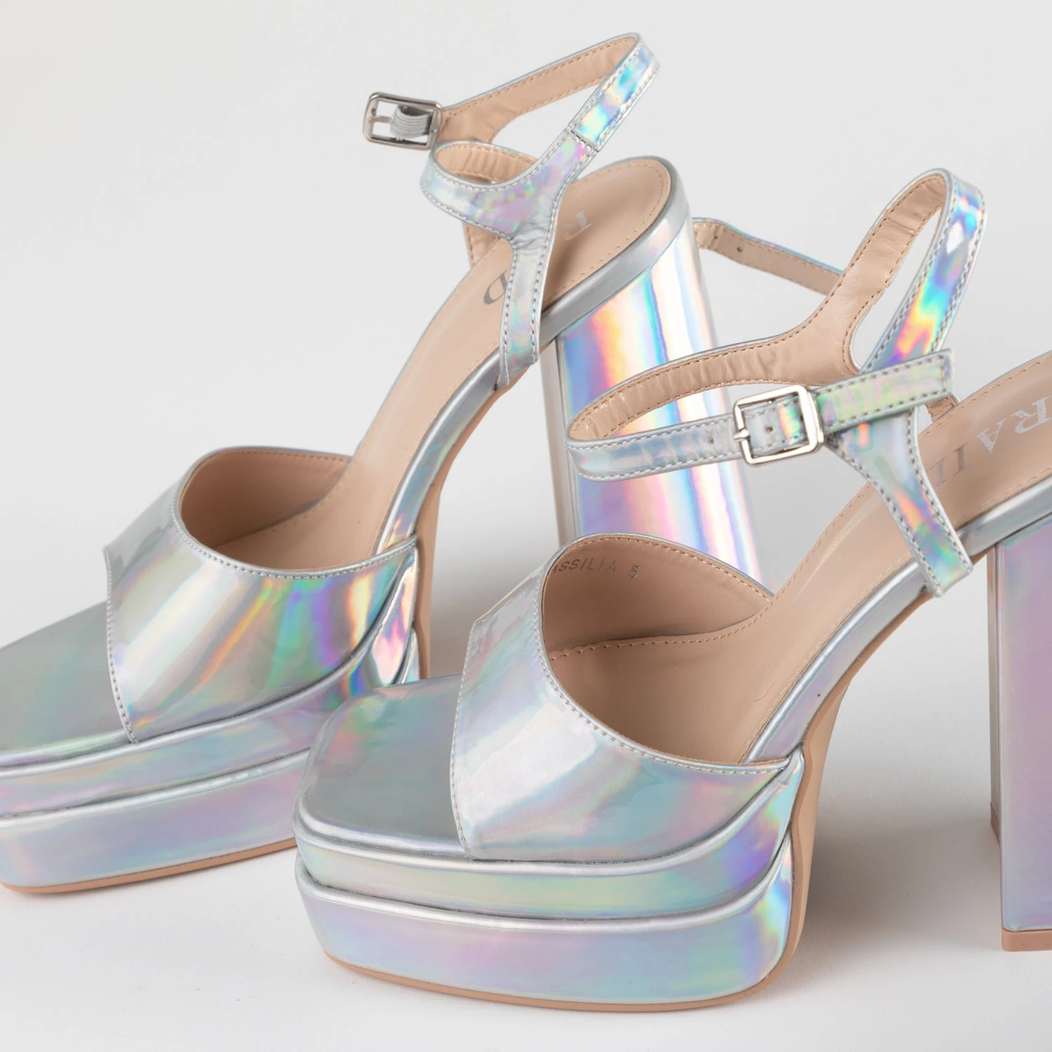 RAID Cassilia Block Heeled Sandals In Silver - Image 5