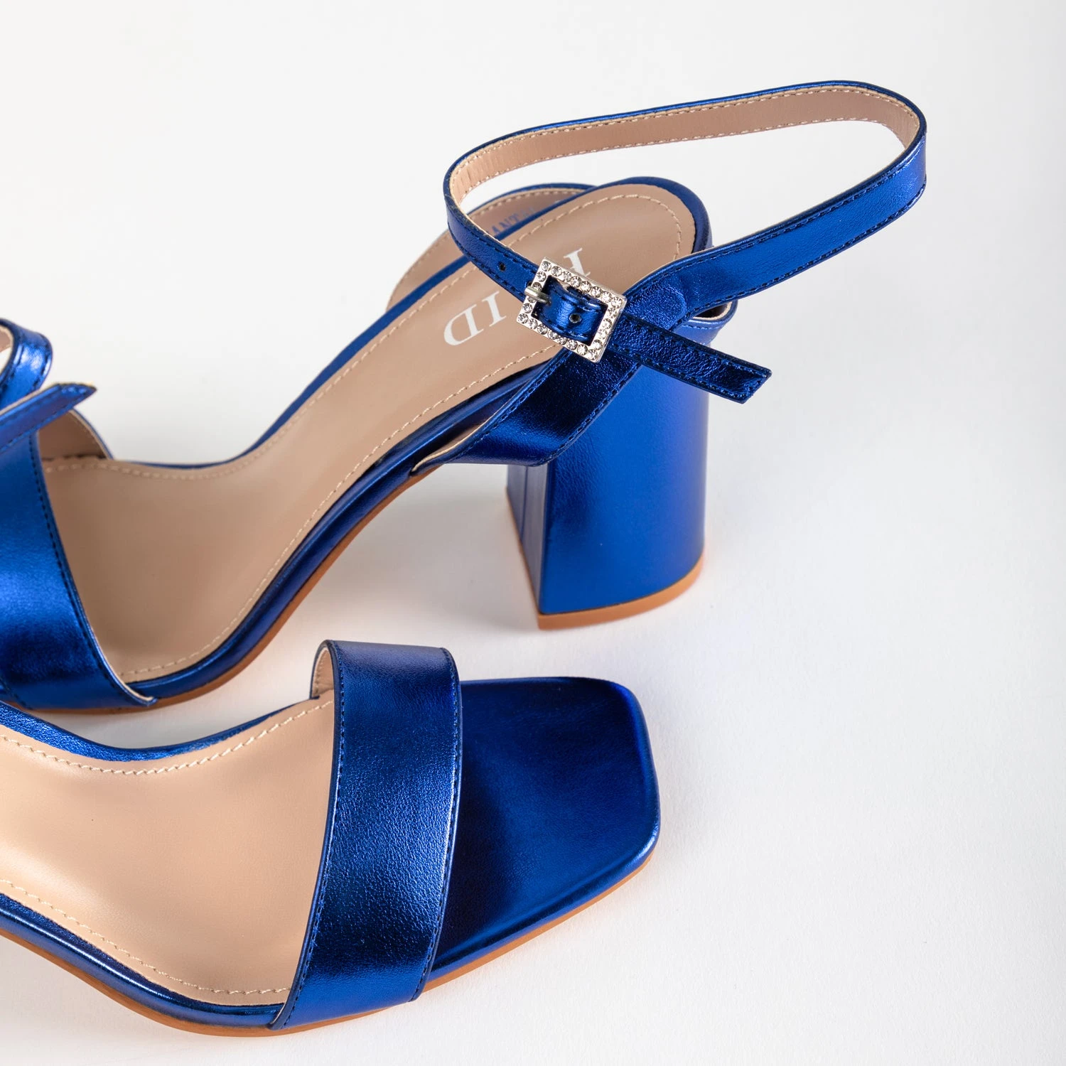 RAID Chantal Block Heels In Blue Metallic - Image 5