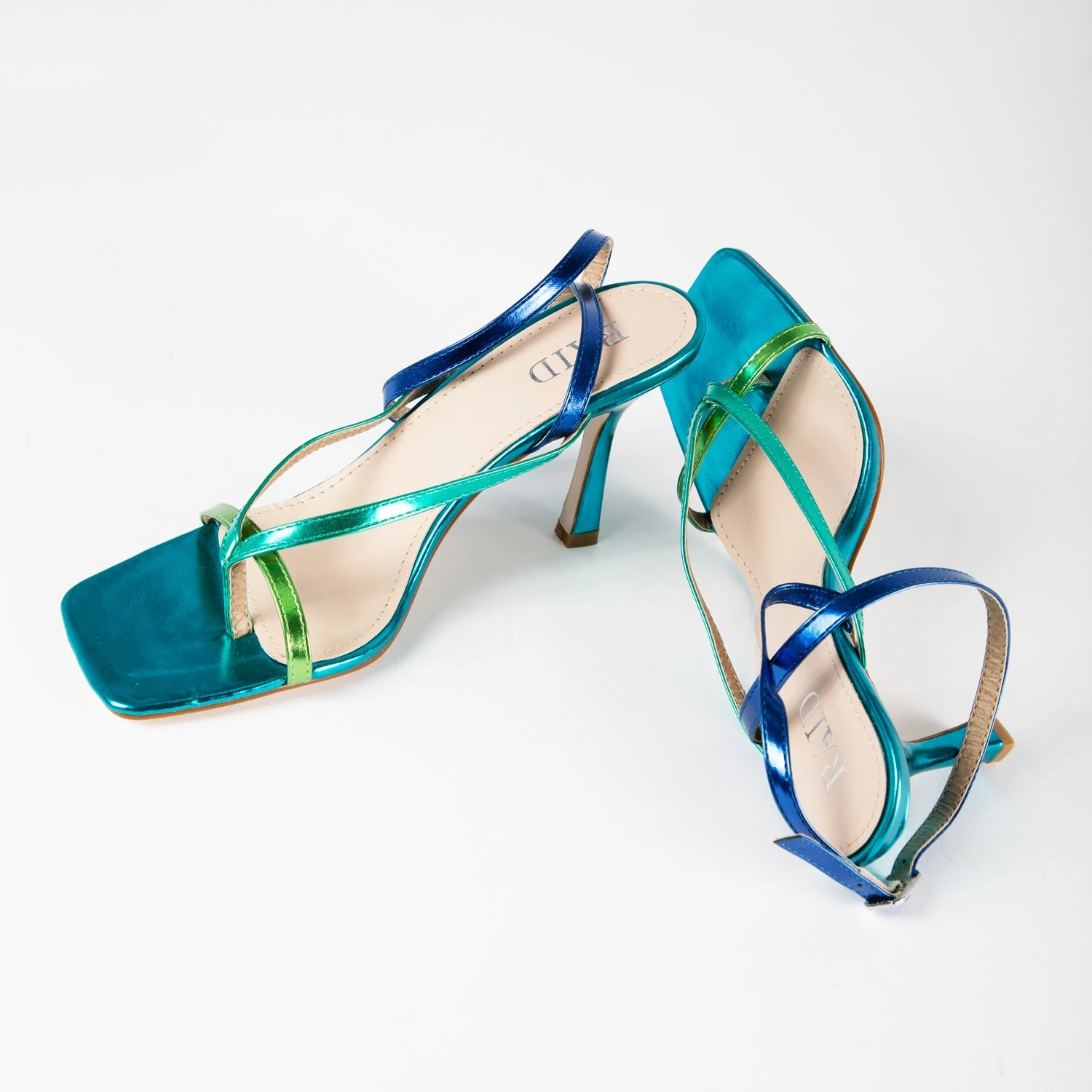 RAID Dorneah Square Toe Post Sandal In Blue Multi - Image 4