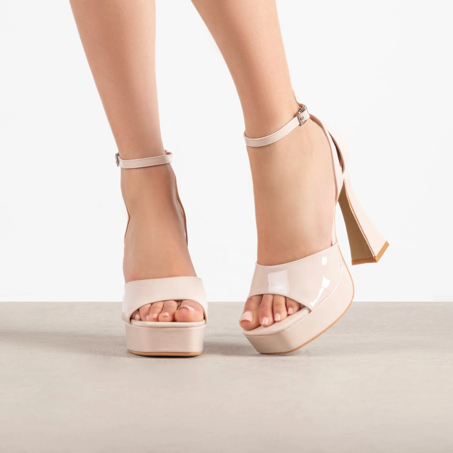 RAID Hope Platform Heels In Nude Patent - Image 3