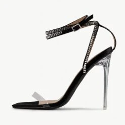 RAID Madrona Strappy Heel In Black Satin