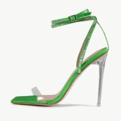 RAID Madrona Strappy Heel In Green Satin