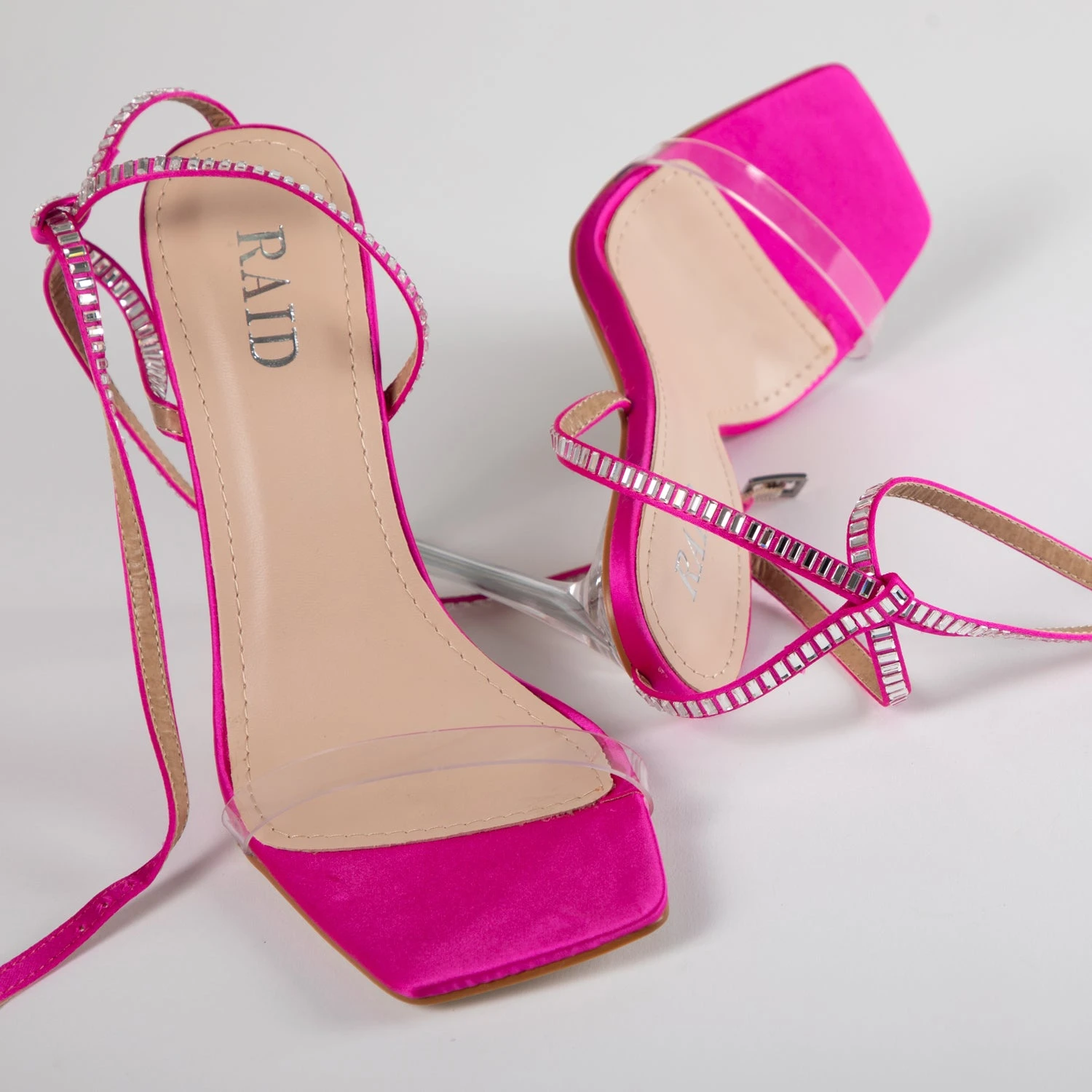 RAID Madrona Strappy Heel In Pink Satin - Image 5