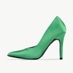 RAID Maliny Court Heel In Green Satin