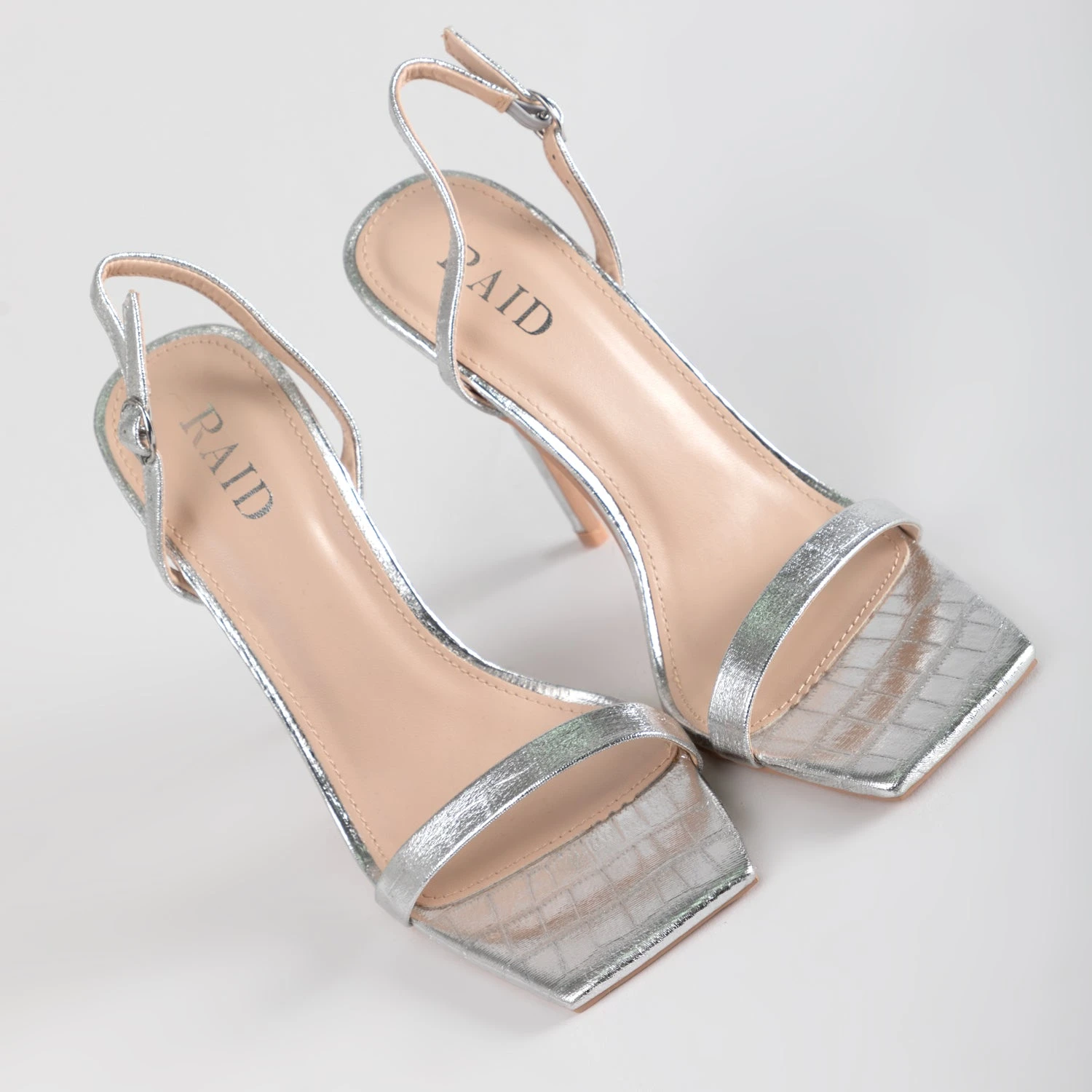 RAID Meryn Heeled Sandal In Silver - Image 5