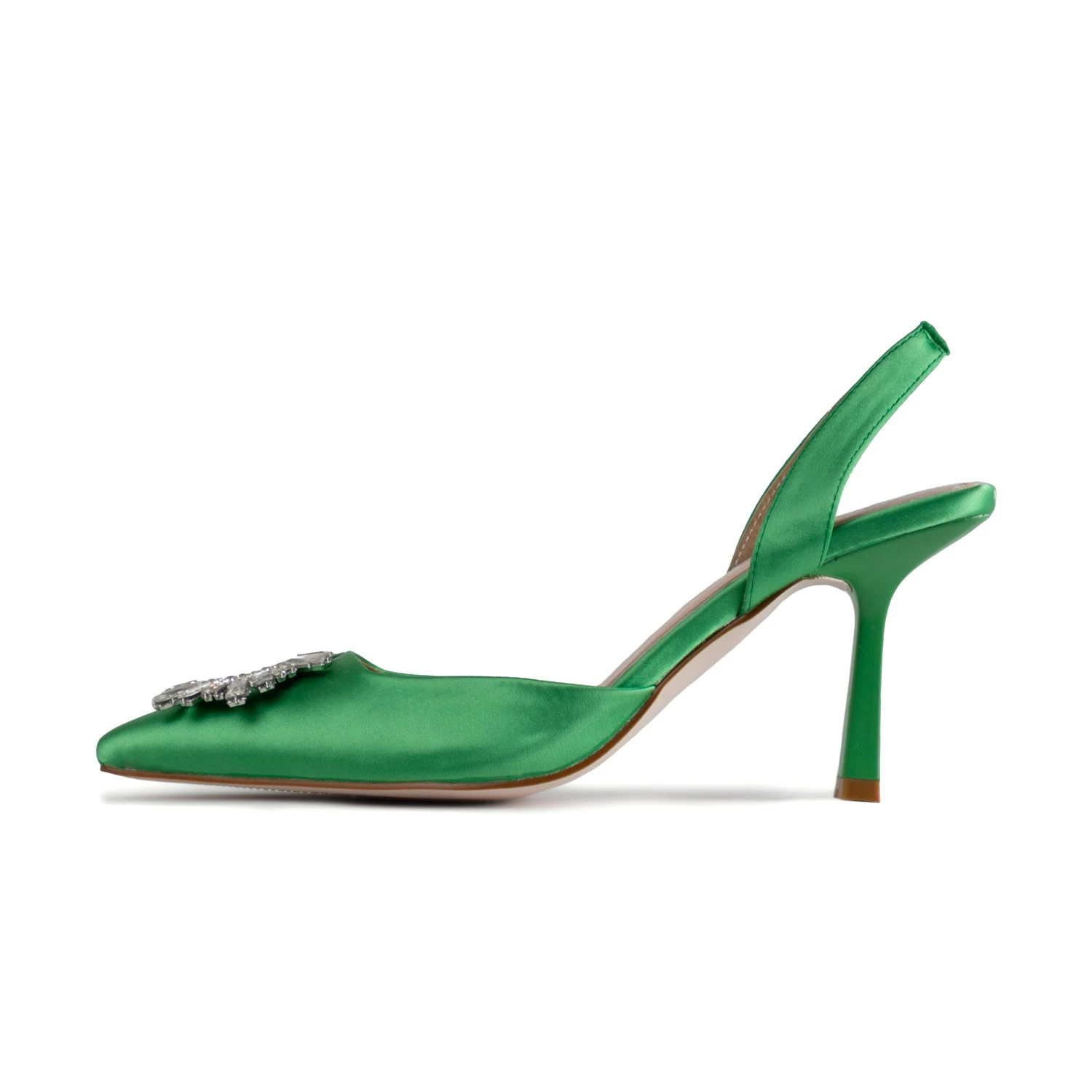 RAID Punam Heeled Slingback In Green Satin - Image 6