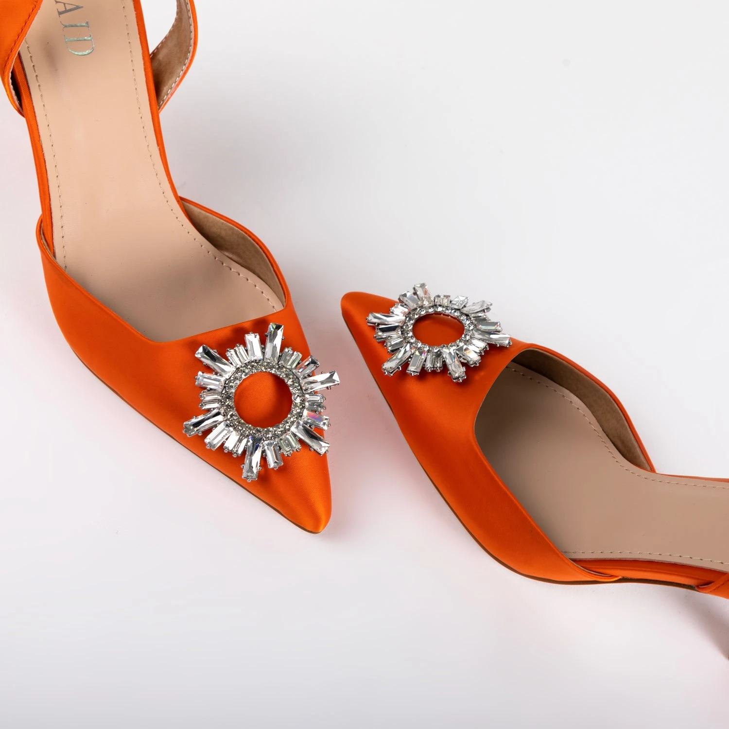 RAID Punam Heeled Slingback In Orange Satin - Image 5