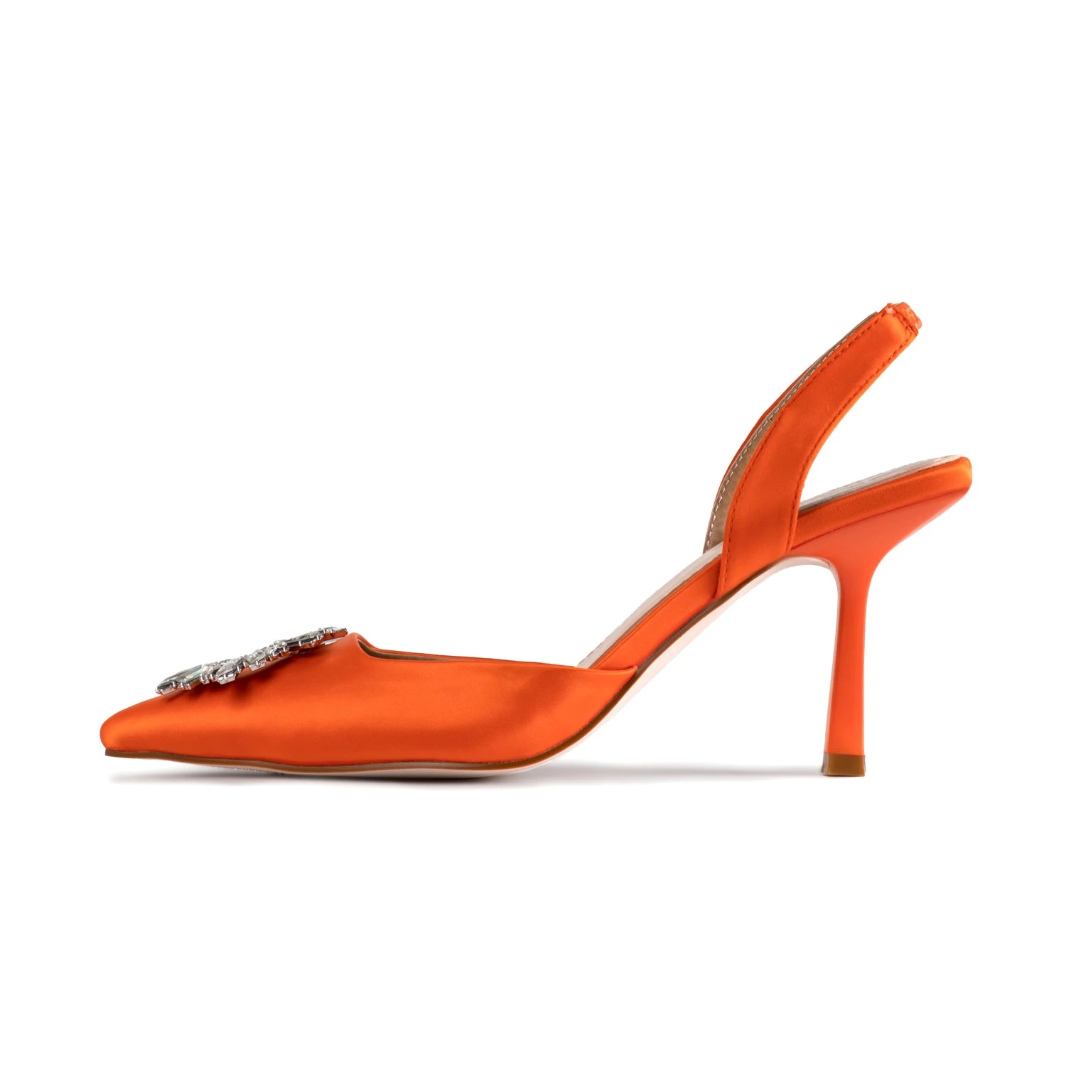 RAID Punam Heeled Slingback In Orange Satin - Image 6