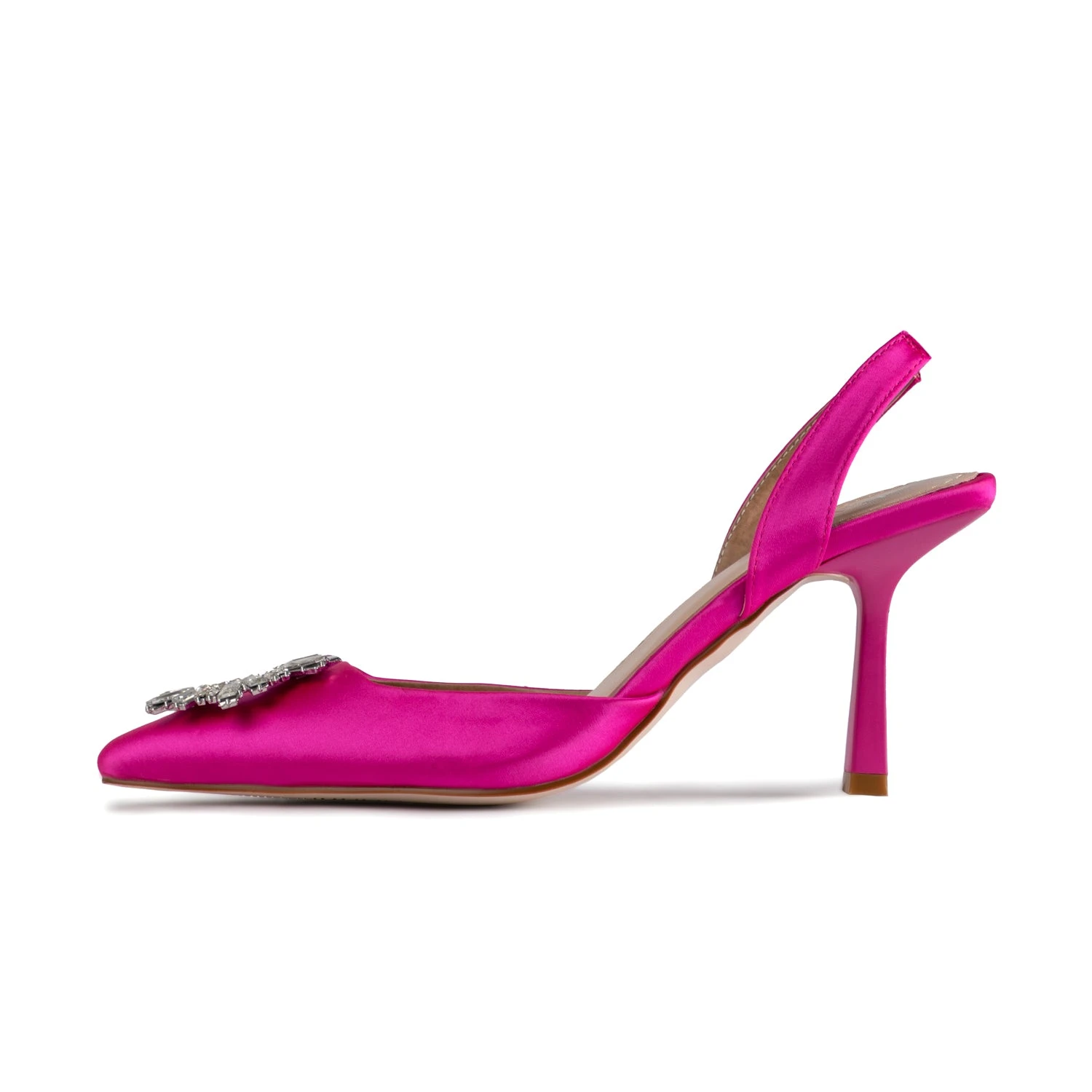 RAID Punam Heeled Slingback In Hot Pink Satin - Image 5