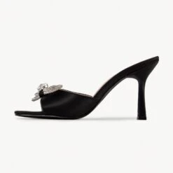 RAID Renee Heeled Mule In Black Satin
