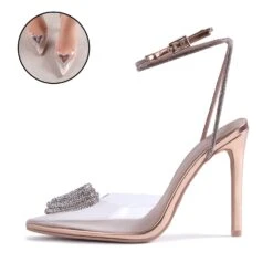 RAID Roana Stiletto Pump In Clear/ Rose Metallic