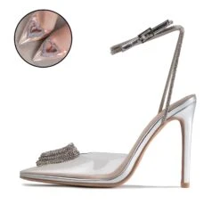 RAID Roana Stiletto Pump In Clear/ Silver Metallic