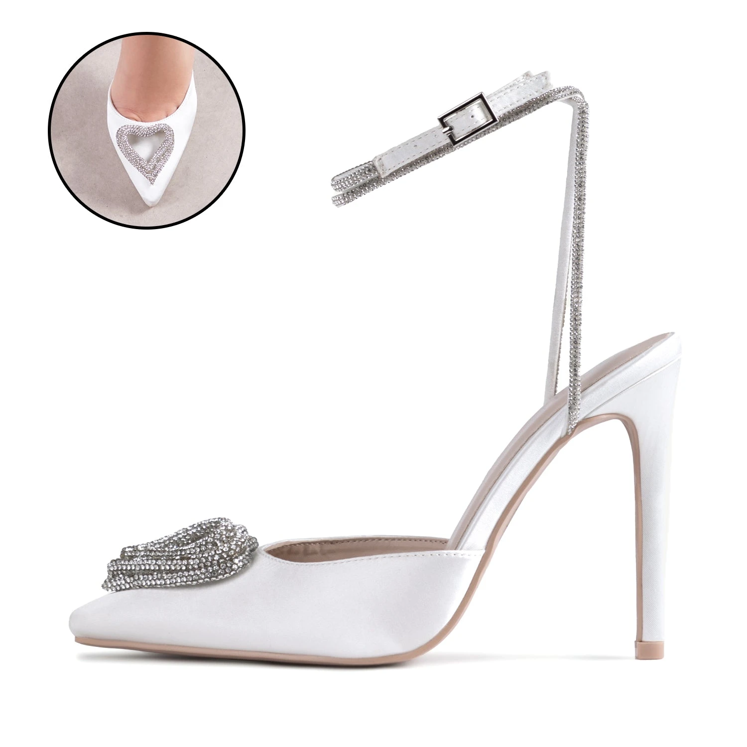 RAID Roana Stiletto Pump In Ivory Satin
