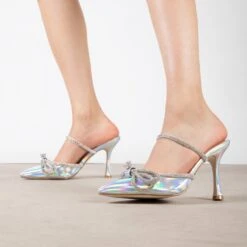 BEBO Ruhani Heeled Mule In Silver