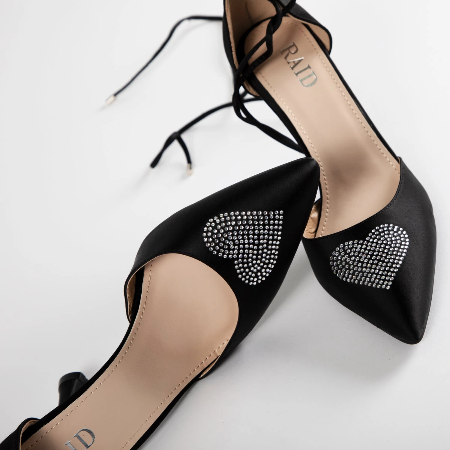 RAID Sidney Heeled Pump In Black Satin - Image 5