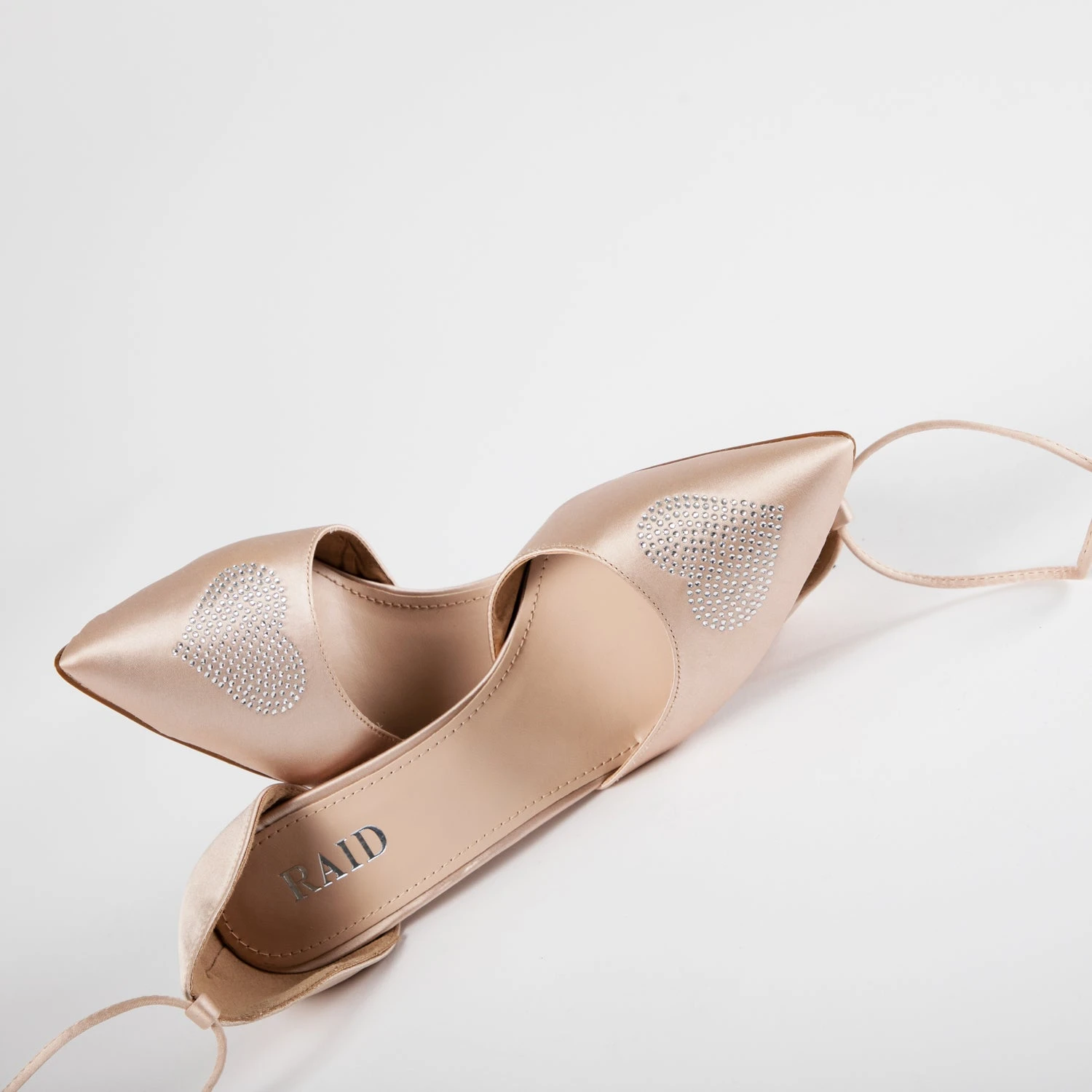 RAID Sidney Heeled Pump In Nude Satin - Image 2