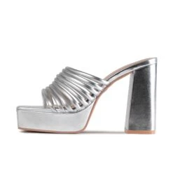 RAID Stella Block Heeled Mule In Silver