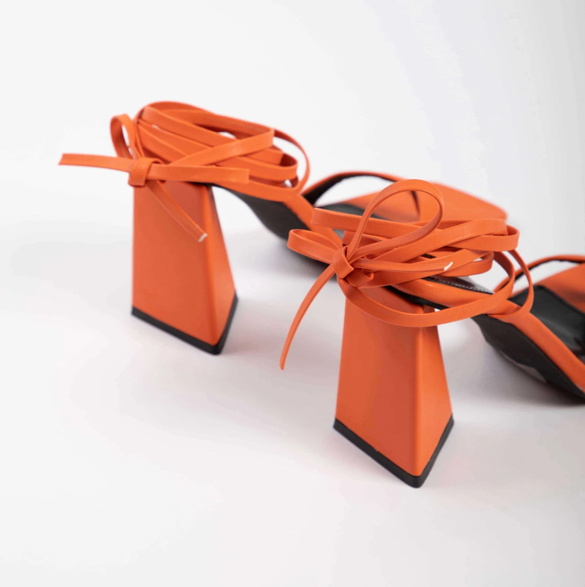 RAID Abihail Lace Up Heel In Orange - Image 2