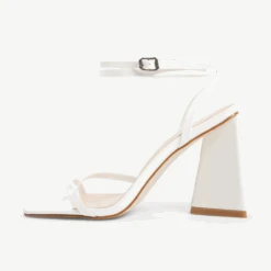 RAID Amora Lace Up Block Heel In White